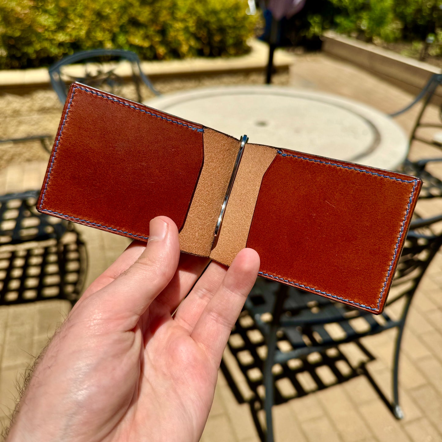 Florence Money Clip - Blue and Chestnut