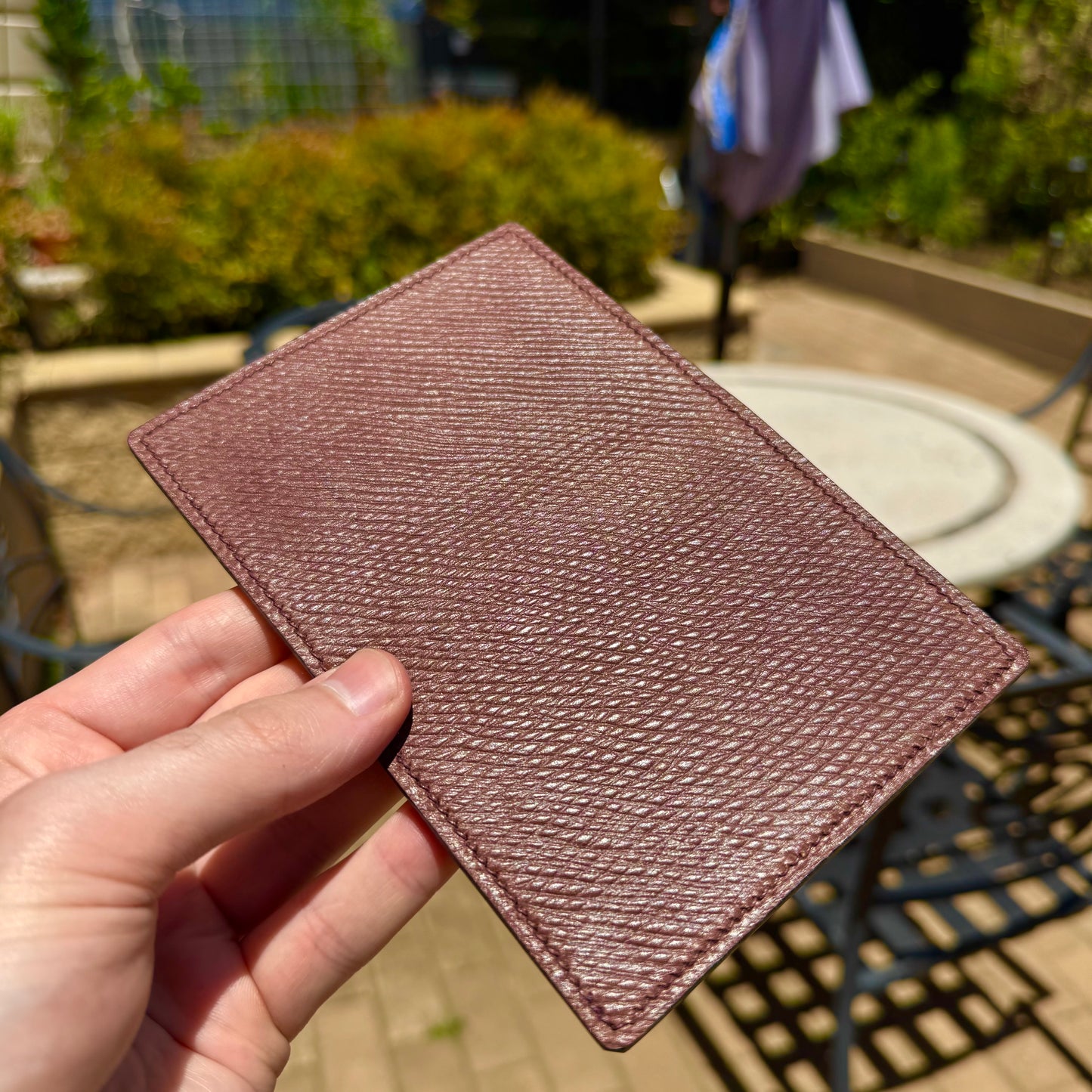 Russian Leather Bi-fold - Purple Thread