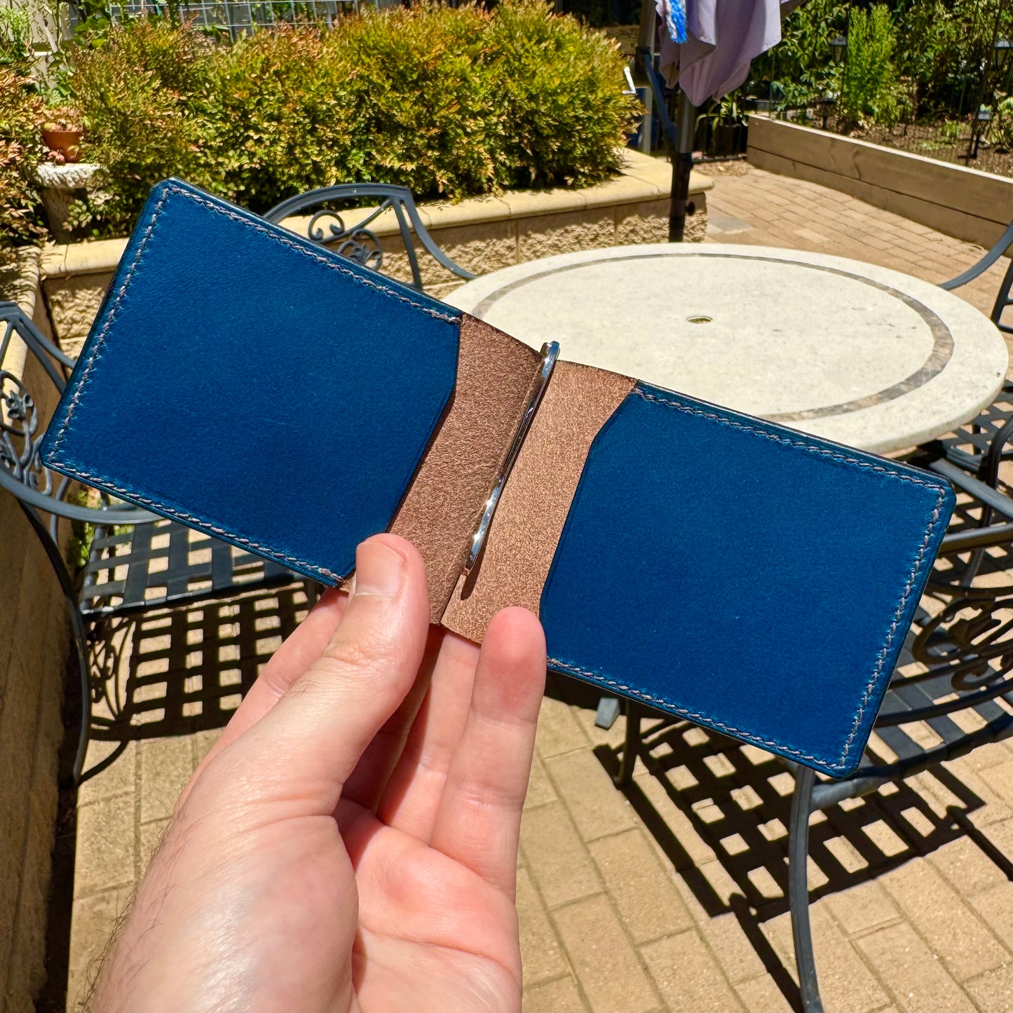 Florence Money Clip - Dark Brown and Blue